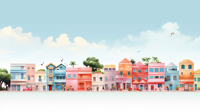 illustration of a neighborhood in singapore