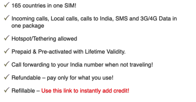 Tsim Global sim card for international travelers from India