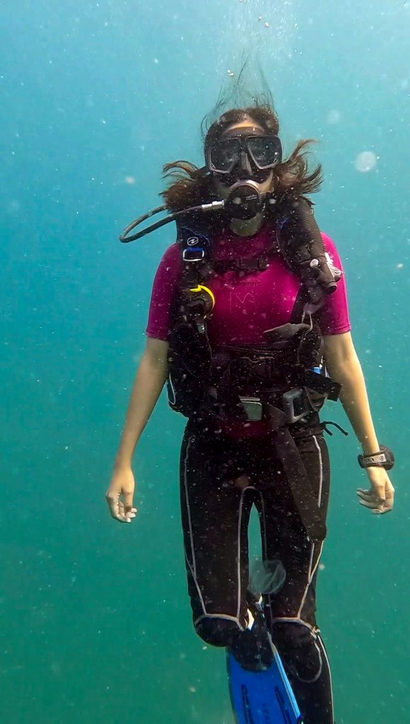 underwater with gear
