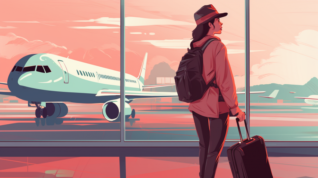 frequent traveler at an airport illustration