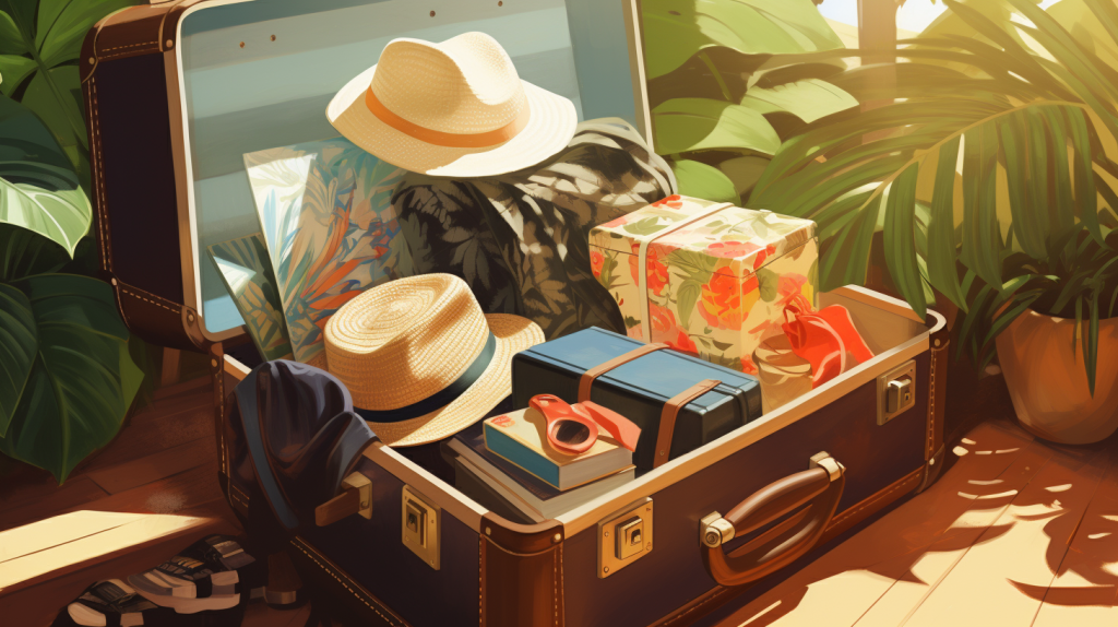 open suitcase at home illustration